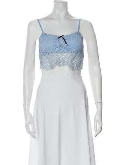 Pre-owned For Love & Lemons Square Neckline Sleeveless Crop Top In White