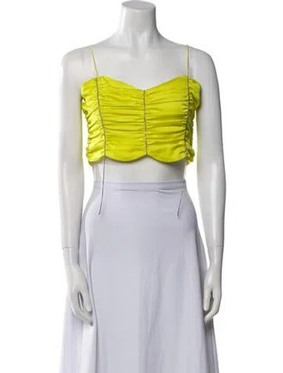 Pre-owned For Love & Lemons Square Neckline Sleeveless Crop Top In Yellow