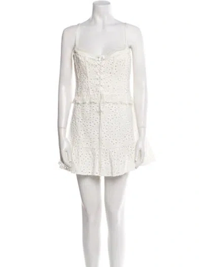 Pre-owned For Love & Lemons Square Neckline Sleeveless Tunic In White