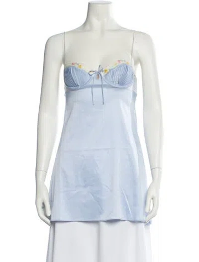 Pre-owned For Love & Lemons Strapless Mini Dress In Blue