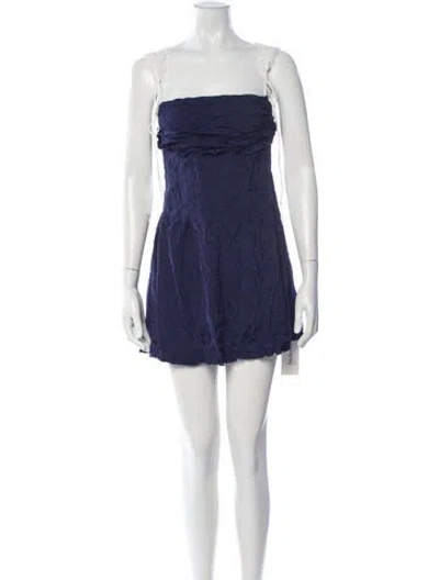 Pre-owned For Love & Lemons Strapless Mini Dress In Blue