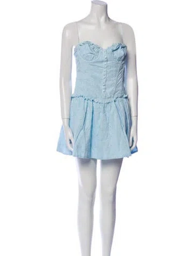 Pre-owned For Love & Lemons Strapless Mini Dress W/ Tags In Blue
