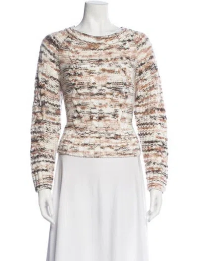 Pre-owned For Love & Lemons Striped Bateau Neckline Sweater In Neutral