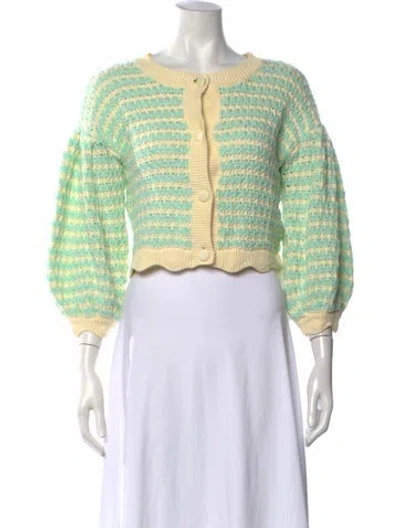 Pre-owned For Love & Lemons Striped Crew Neck Sweater In Blue