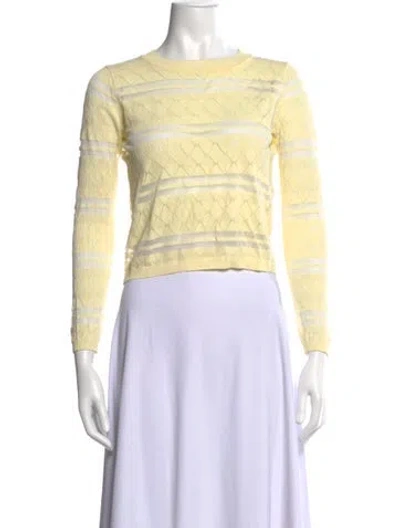 Pre-owned For Love & Lemons Striped Crew Neck Sweater In Yellow