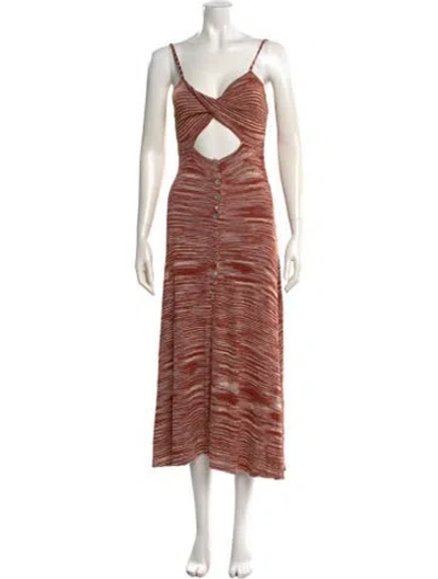 Pre-owned For Love & Lemons Striped Long Dress In Brown