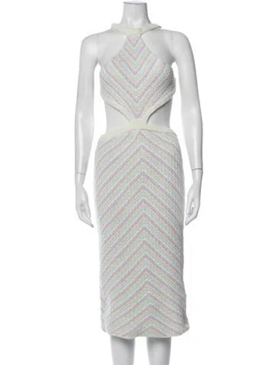 Pre-owned For Love & Lemons Striped Midi Length Dress In Green