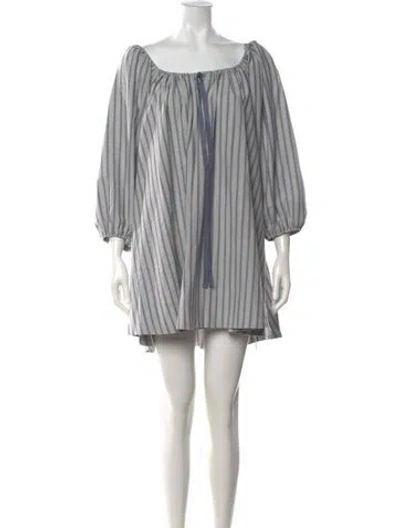 Pre-owned For Love & Lemons Striped Mini Dress W/ Tags In Grey
