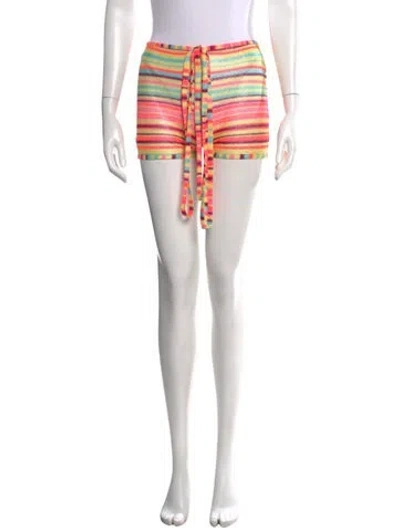 Pre-owned For Love & Lemons Striped Mini Shorts In Pink