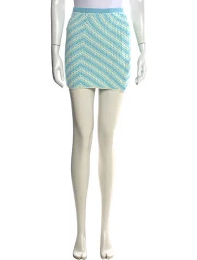 Pre-owned For Love & Lemons Striped Mini Skirt In Blue