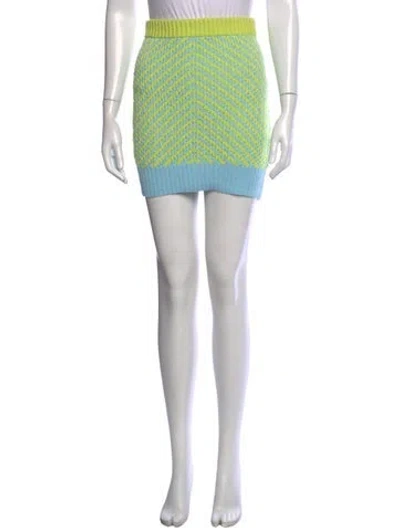 Pre-owned For Love & Lemons Striped Mini Skirt In Blue