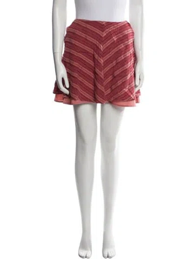 Pre-owned For Love & Lemons Striped Mini Skirt In Pink