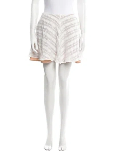 Pre-owned For Love & Lemons Striped Mini Skirt In White