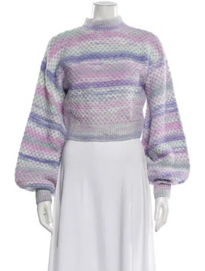 Pre-owned For Love & Lemons Striped Mock Neck Sweater In Purple