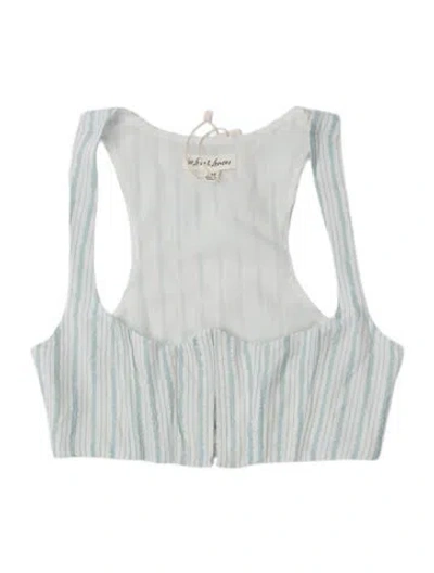 Pre-owned For Love & Lemons Striped Scoop Neck Top In Blue