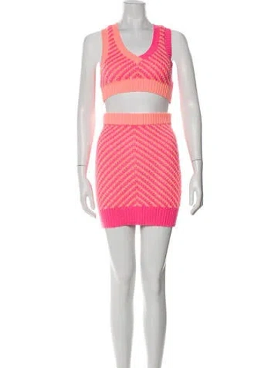Pre-owned For Love & Lemons Striped Skirt Set In Pink