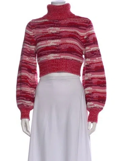 Pre-owned For Love & Lemons Striped Turtleneck Sweater In Pink