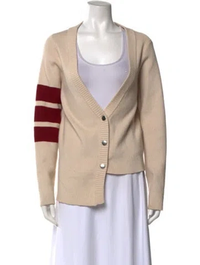 Pre-owned For Love & Lemons Striped V-neck Sweater In Neutral