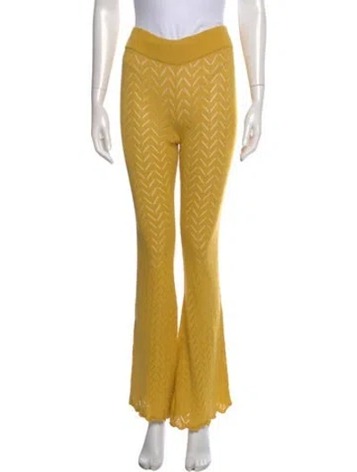 Pre-owned For Love & Lemons Striped Wide Leg Pants In Yellow