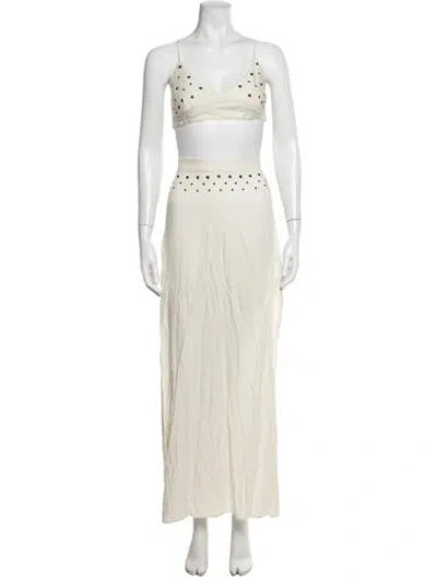 Pre-owned For Love & Lemons Studded Accents Skirt Set In Neutral