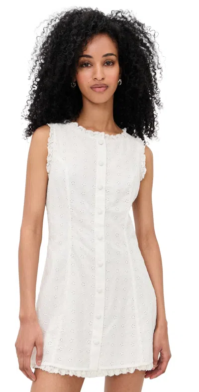 For Love & Lemons Susie Eyelet Mini Dress White In Animal Print
