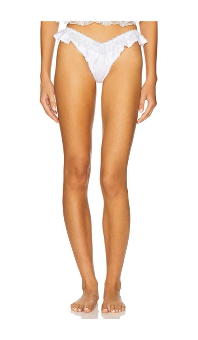 For Love & Lemons Sweetheart Ruffle Thong Panty In White