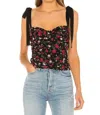 For Love & Lemons Tainted Floral Corset Top In Rose In Multi