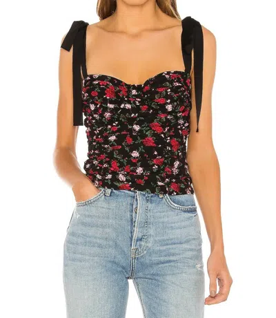 For Love & Lemons Tainted Floral Corset Top In Rose In Multi