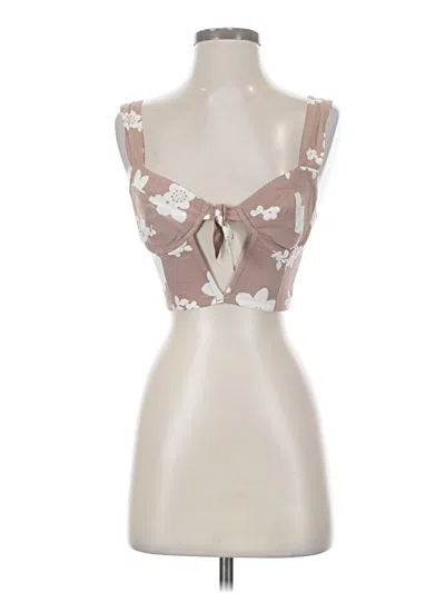 Pre-owned For Love & Lemons Tank Top Brown Sweetheart Neckline Tops