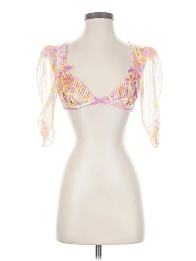 Pre-owned For Love & Lemons Tank Top Pink Sweetheart Neckline Tops