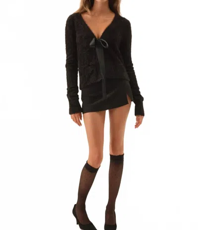 For Love & Lemons Tayla Knit Cardigan In Black