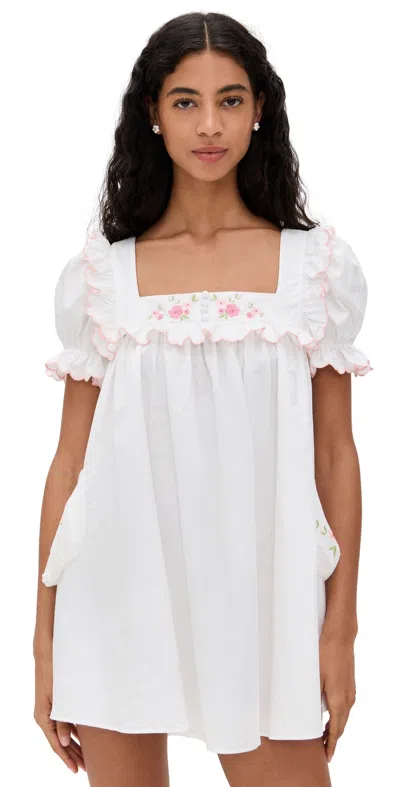 For Love & Lemons Tea Time Babydoll Dress White In Pink