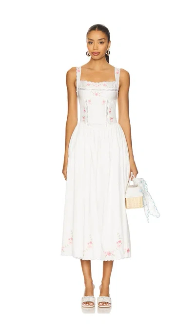 For Love & Lemons Tea Time Midi Dress In White