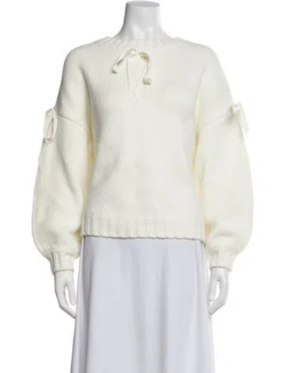 Pre-owned For Love & Lemons Tie Neck Sweater In White