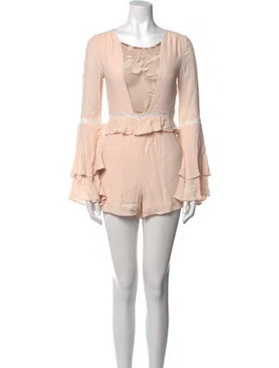 Pre-owned For Love & Lemons Tie-dye Print Scoop Neck Romper In Pink