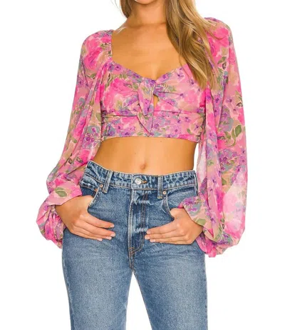 For Love & Lemons Trisha Crop Top In Pink