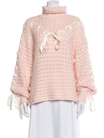 Pre-owned For Love & Lemons Turtleneck Sweater In Pink