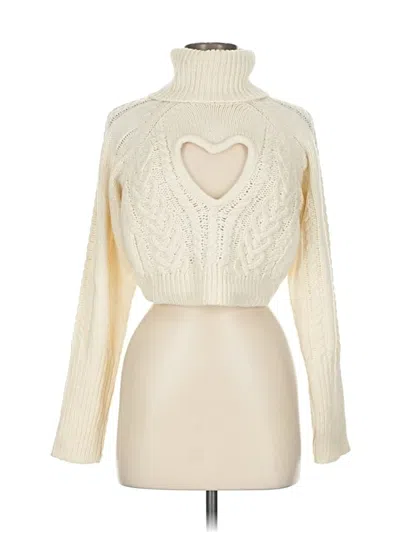 Pre-owned For Love & Lemons Turtleneck Sweater In White
