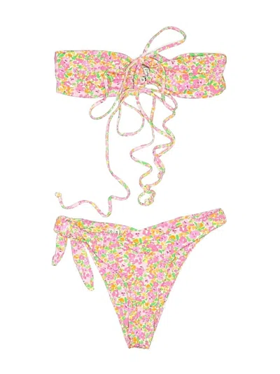 Pre-owned For Love & Lemons Two Piece Swimsuit In Pink