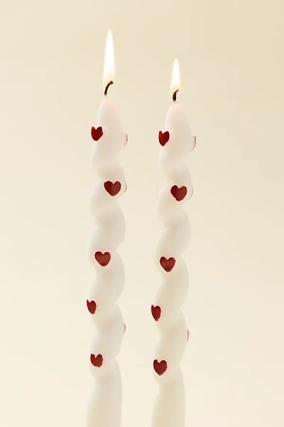 For Love & Lemons Uo Exclusive Heart Taper Candle Set In Hearts At Urban Outfitters In Red