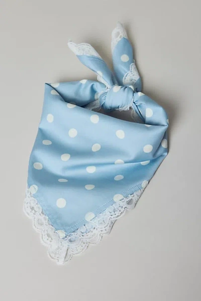 For Love & Lemons Uo Exclusive Polka Dot Silky Scarf In Light Blue, Women's At Urban Outfitters