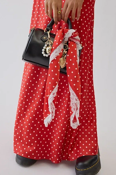 For Love & Lemons Uo Exclusive Polka Dot Silky Scarf In Red, Women's At Urban Outfitters