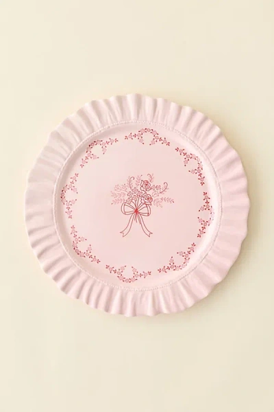 For Love & Lemons Uo Exclusive Ruffle Ceramic Dinner Plate In Pink At Urban Outfitters