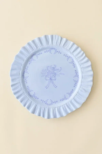 For Love & Lemons Uo Exclusive Ruffle Ceramic Dinner Plate In Sky At Urban Outfitters In Blue