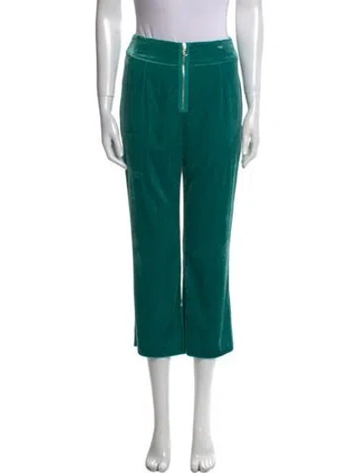 Pre-owned For Love & Lemons Velvet Straight Leg Pants In Green