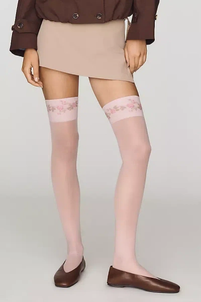 For Love & Lemons Vine Thigh-high Socks In Pink