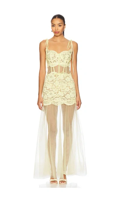 For Love & Lemons Viola Gown In Yellow