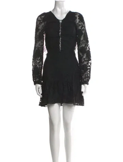 Pre-owned For Love & Lemons V-neck Knee-length Dress In Black