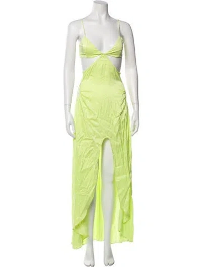 Pre-owned For Love & Lemons V-neck Long Dress W/ Tags In Green