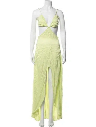 Pre-owned For Love & Lemons V-neck Long Dress W/ Tags In Green